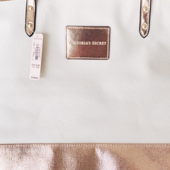 #1166 VICTORIA'S SECRET Rose Gold Large Tote Bag - Picture 2 of 4